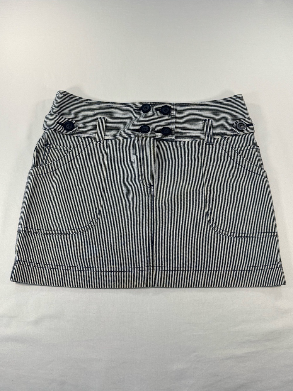 90s/Y2K INC International Concepts Size 6 Navy & White Striped Mini Skirt Denim